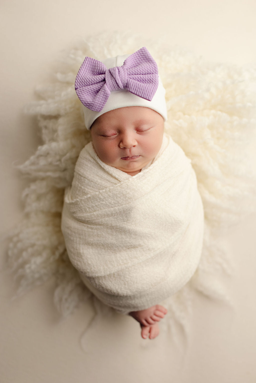 'Little Poppy' Bow Baby Hat // Lavender